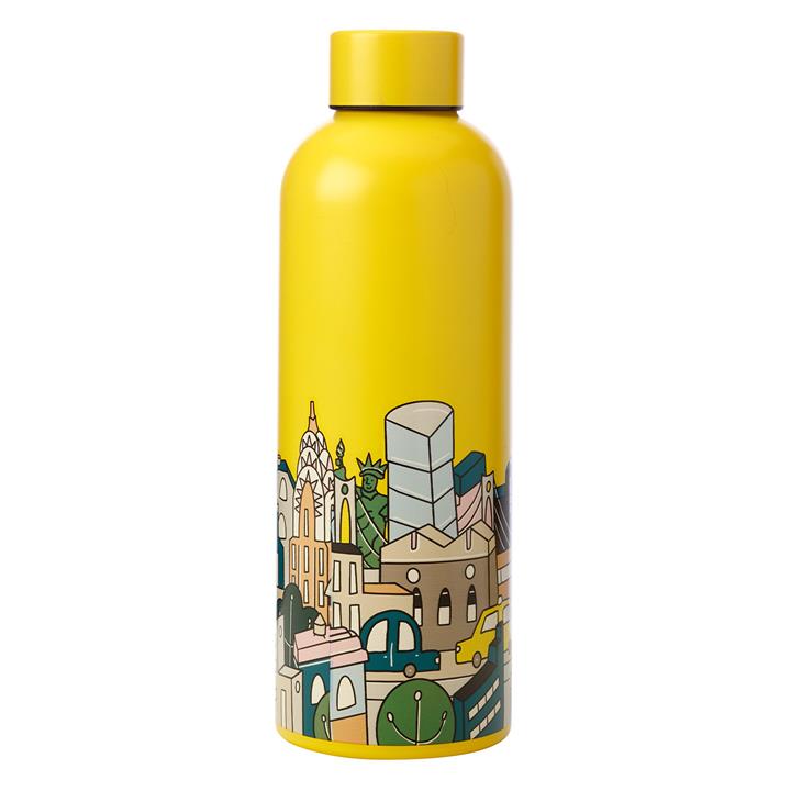 Megan McKean Cities New York Double Wall Insulated Bottle in Yellow by