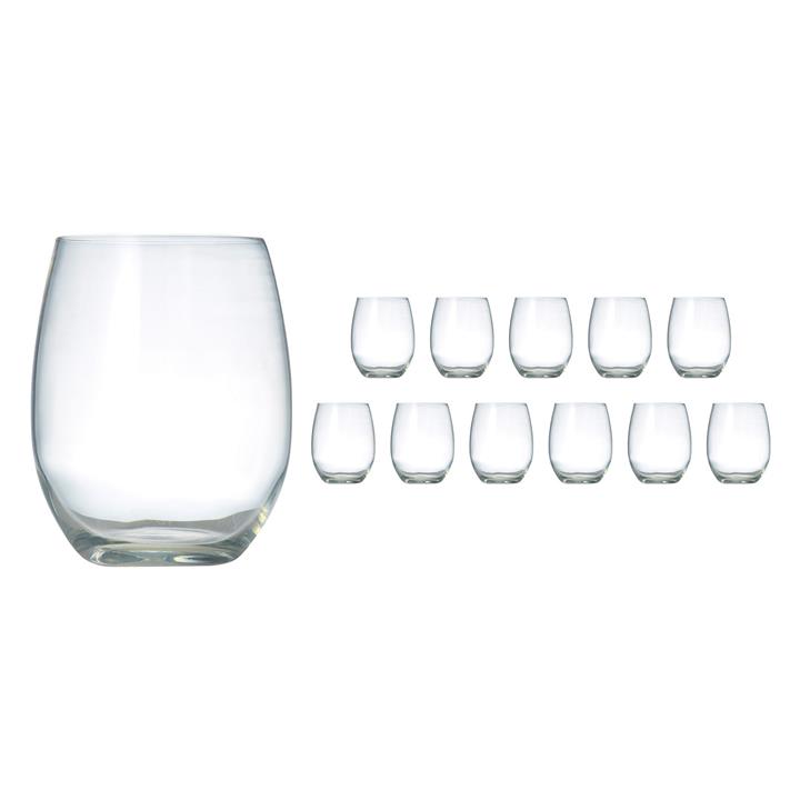 Borello Set of 12 Stemless Wine Glasses in Light Brown by Salt & Pepper