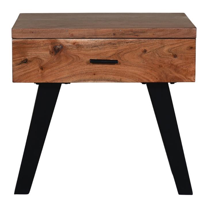 Vega 1Drawer Wooden Bedside Table in Black/Natural by Fab Habitat by
