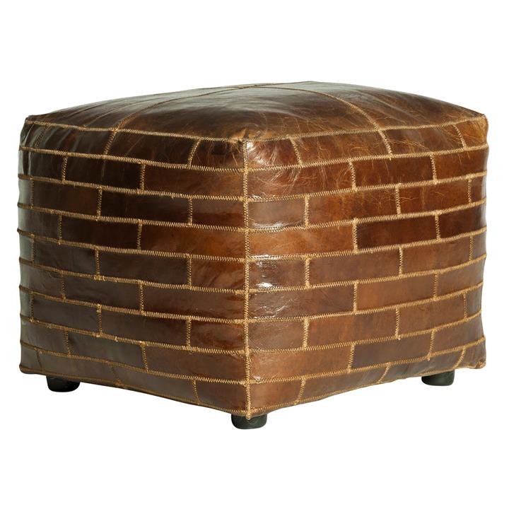 Bourbon Leather Ottoman, Square in Brown by Alliance Furniture by