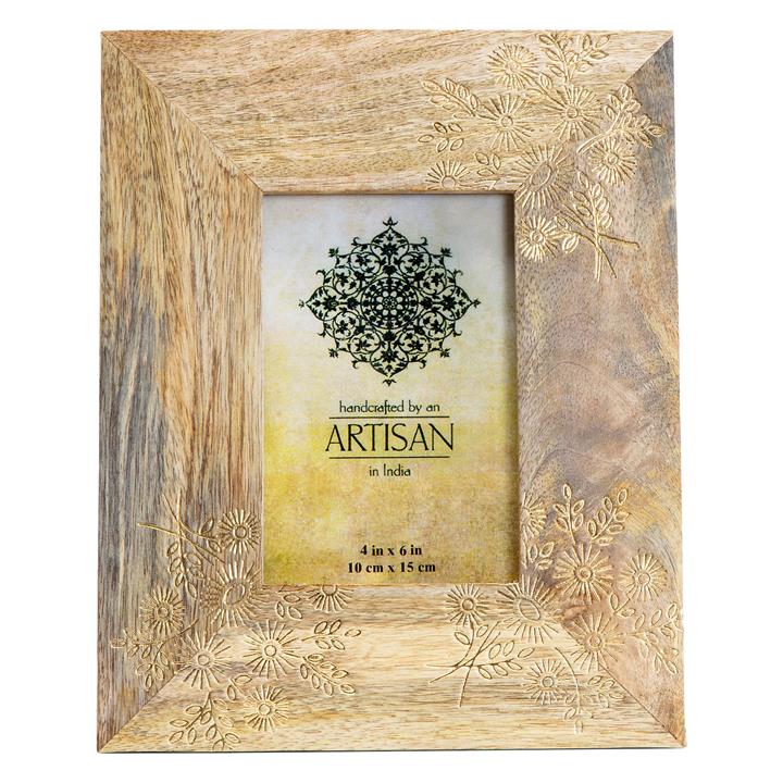 Gold Foil Photo Frame, Size 4x6 in Light Brown by Artisan Homewares by