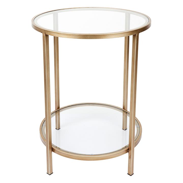 Cocktail Glass Top Round Side Table in Antique Gold by CAFE Lighting