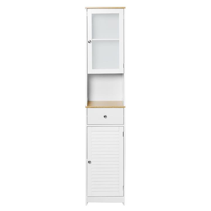 Auston Tall Bathroom Storage in White by HelloFurniture by