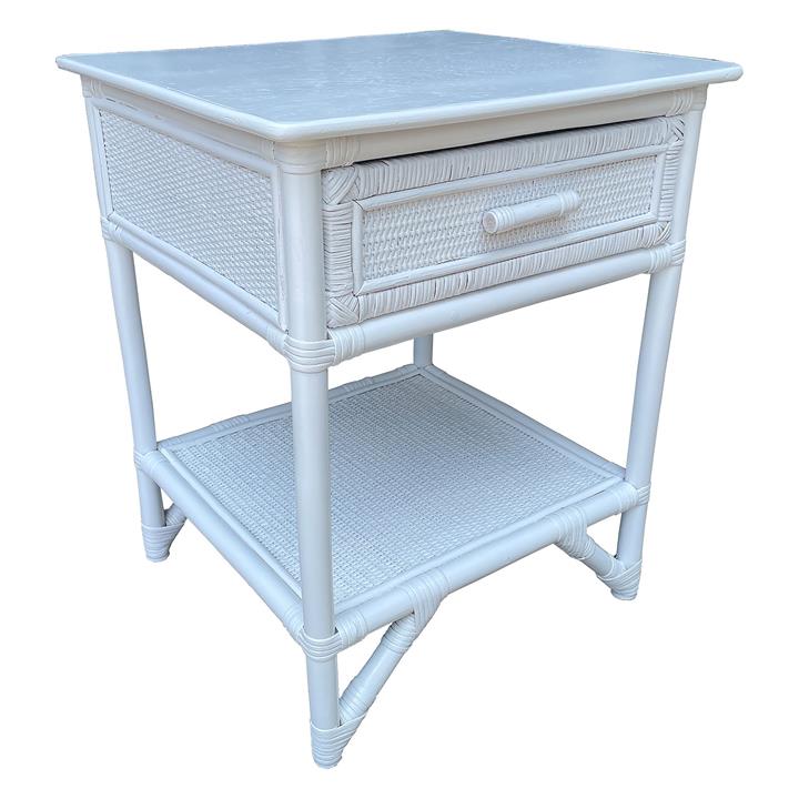 Lovina Rattan Bedside Table in White by Breeze by Breeze Style Sourcebook