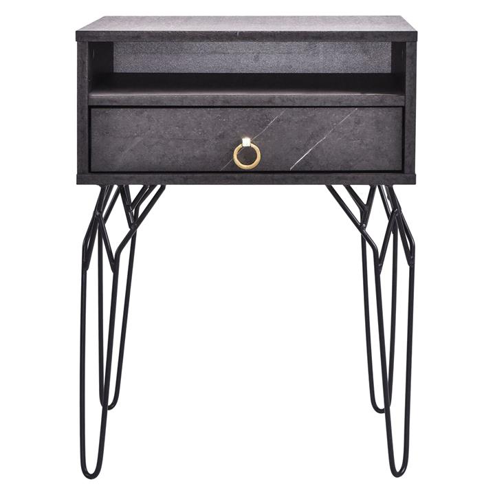 Chloe Bedside Table in Stone Grey by Emma's Design by Emma's Design