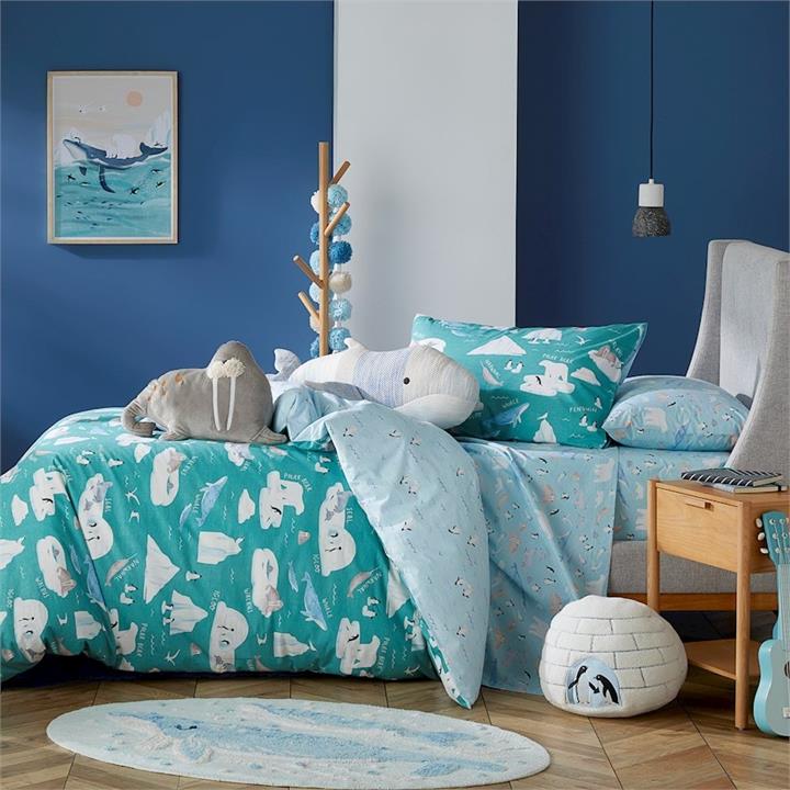 Adairs Kids Arctic Friends Sea Green Quilt Cover Set Seagreen by Adairs Kids Style Sourcebook