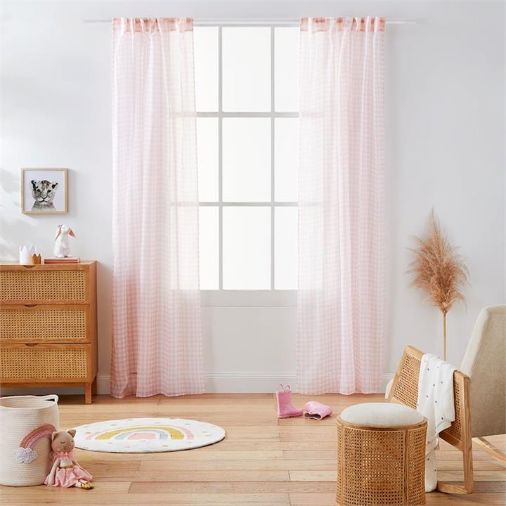 Adairs Kids Pink Lemonade Gingham Curtains Set of 2 Pink Lemonade by