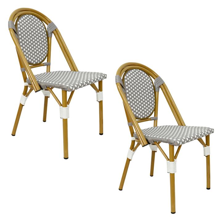 Miran Set of 2 Outdoor Faux Wicker Dining Chairs in White/Grey by Homeflex by Homeflex Style