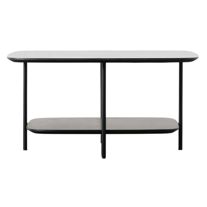 Bridgeville Faux Marble Rectangle Coffee Table in Black Marble by