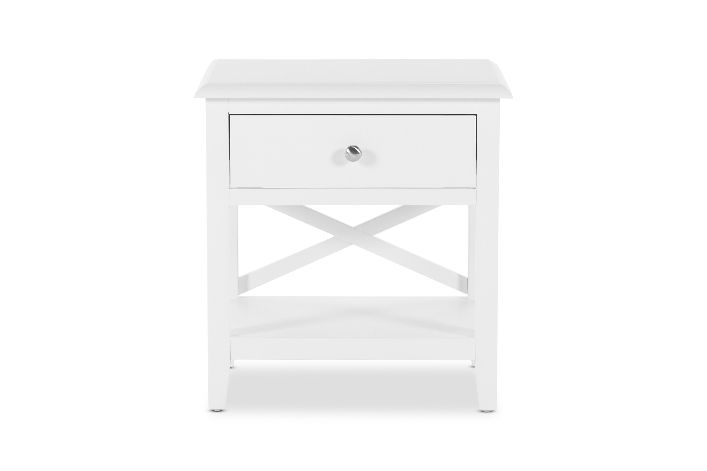 Panama Hamptons Bedside Table in White With Acacia Wood, by Lounge