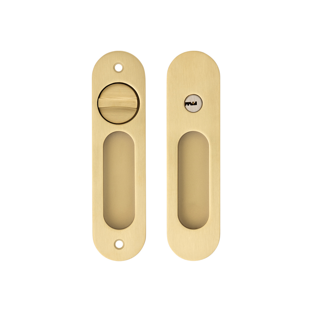 Levi (45mm Sliding Door) Privacy Set • Brushed Brass by ABI Interiors