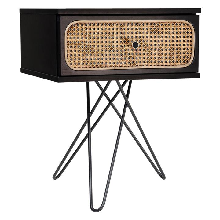 Susie Rattan Bedside Table in Black by Emma's Design by Emma's Design