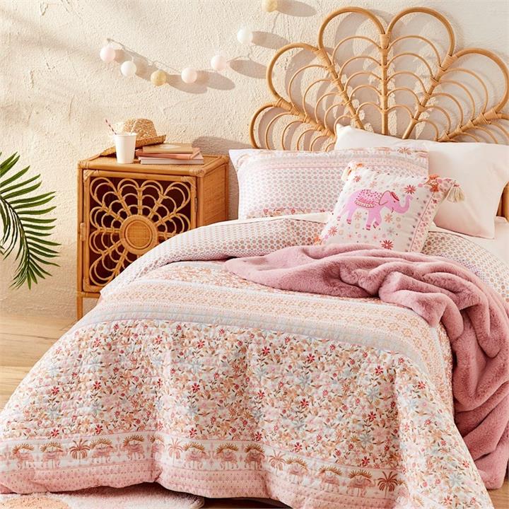 Adairs Kids Leena Quilted Bedlinen Cot Pink Sun Quilt Cover Set Pinksun by Adairs Kids Style