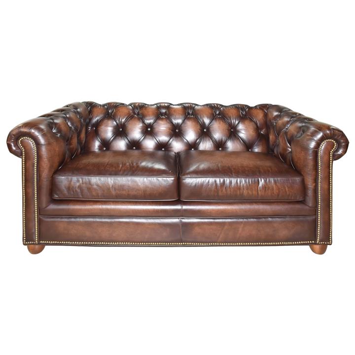 Wickford Leather Chestfiled Sofa, 2 Seater, Fontana Brown by Chateau