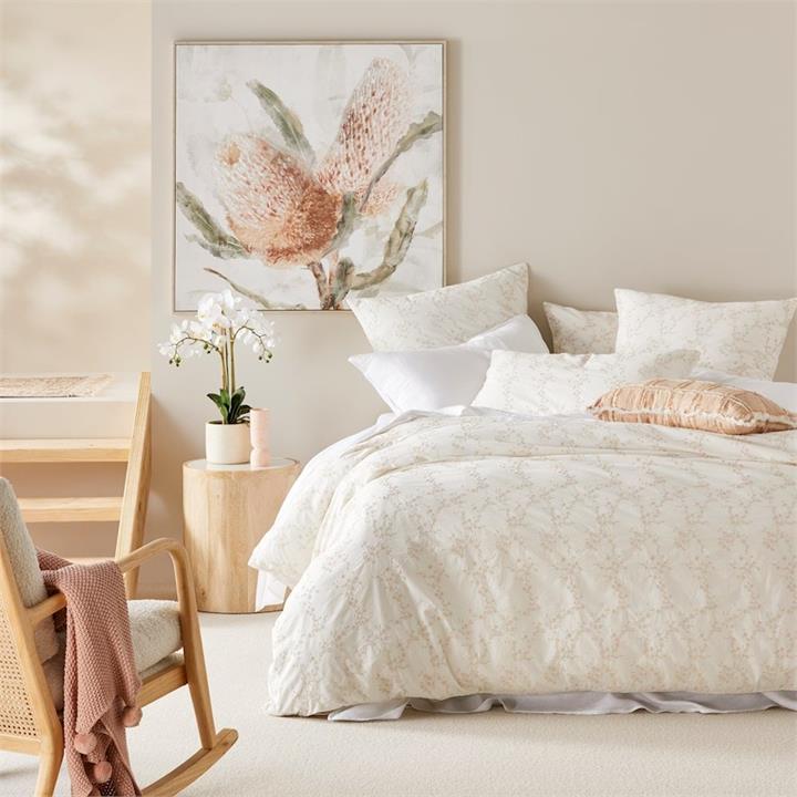 Adairs Isabella Off White Embroidered Quilt Cover Offwhite by Adairs