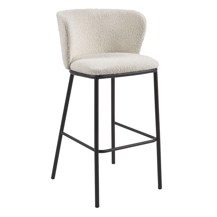 Ciselia Fleece Bar Stool in White by Kave Home by Kave Home Style