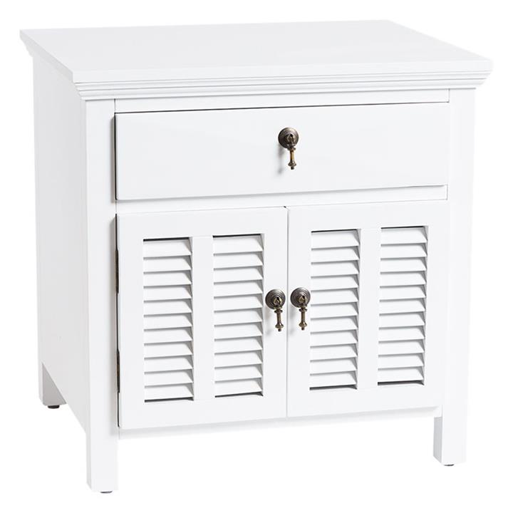 Elle Louvre Timber Bedside Table in White by Canvas and Sasson by