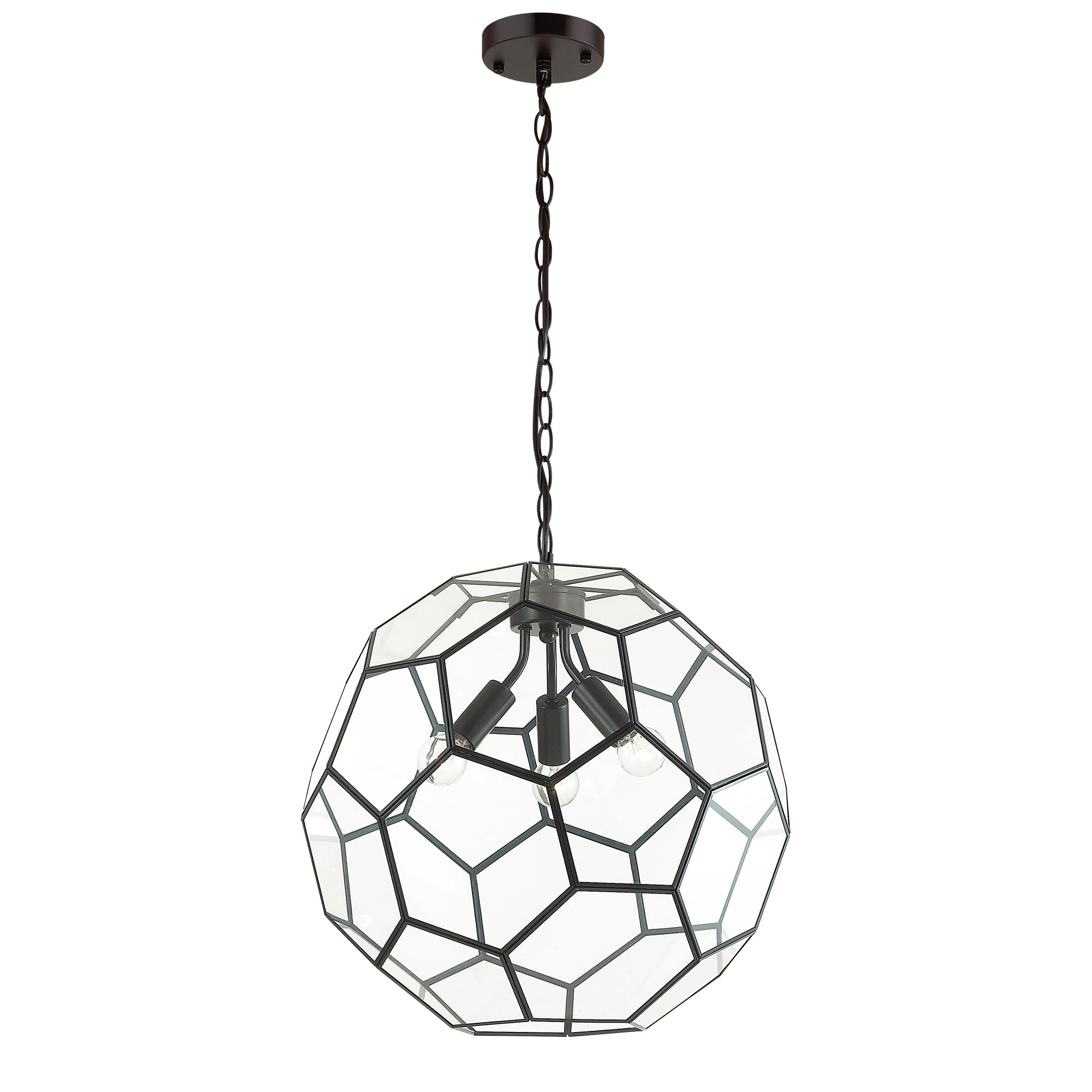 Black and Glass Pendant Light 445mm by Evertop Style Sourcebook