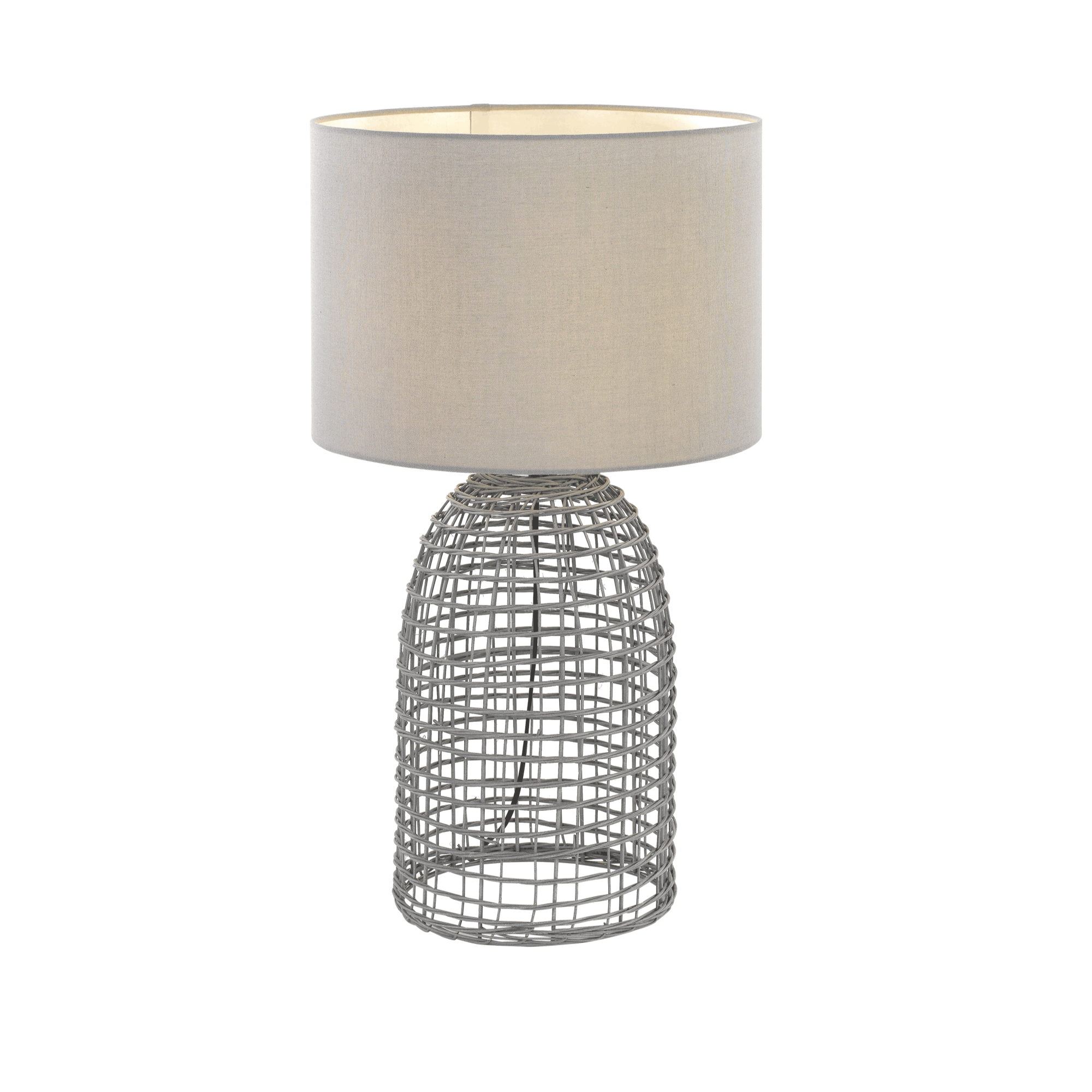 Large Telbix Bayz Rattan Design Edison Screw (E27) Table Lamp Grey by