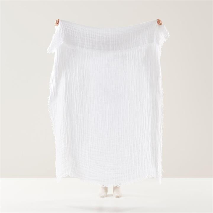 Adairs Suri White Linen Throw by Adairs Style Sourcebook