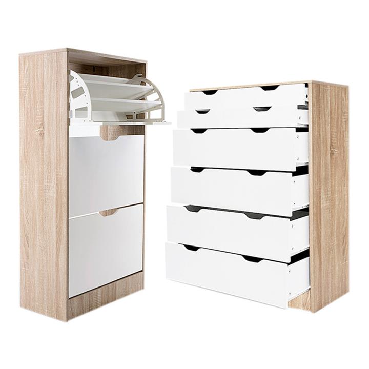 Wooden Chest of Drawers & Shoe Set in Oak by HelloFurniture by