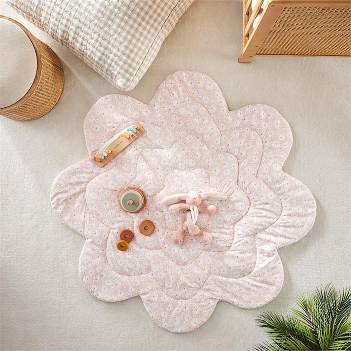 Adairs Baby Pink Floral Shaped Quilted Play Mat Pink by Adairs Baby