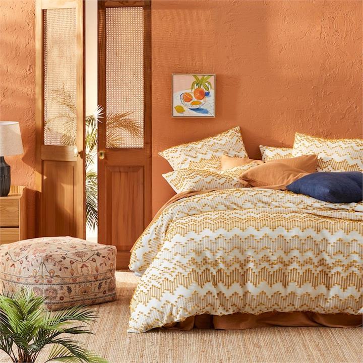 Adairs Santiago Mustard Quilt Cover Mustard by Adairs Style Sourcebook