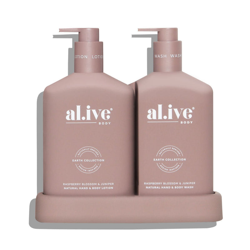 WASH & LOTION DUO + TRAY RASPBERRY BLOSSOM & JUNIPER by al.ive body
