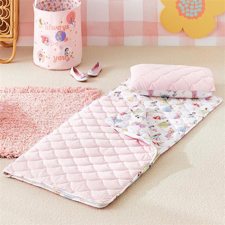 Adairs Kids Disney Sleeping Bag 160x70cm Pink Flower Princess Disney