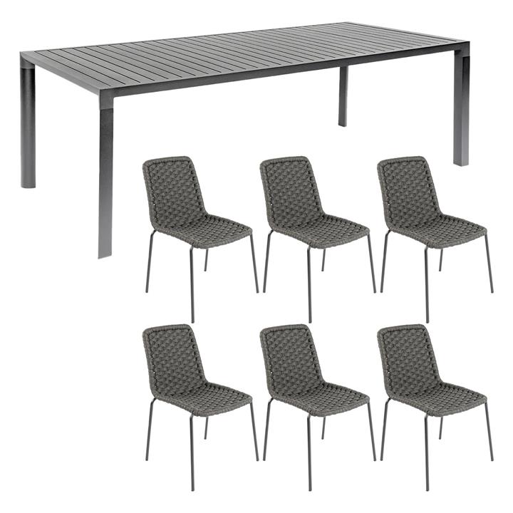 Renzo/Leni 7Piece Outdoor Dining Set Size Medium in Black by Living by