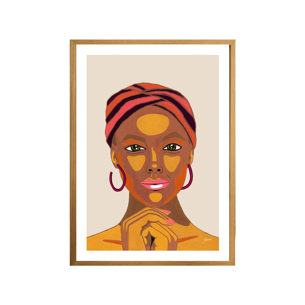 Lady Lila in Ivory Fine Art Print FRAMED Tasmanian Oak Boxed Frame A3 (29.7cm x 42cm) With