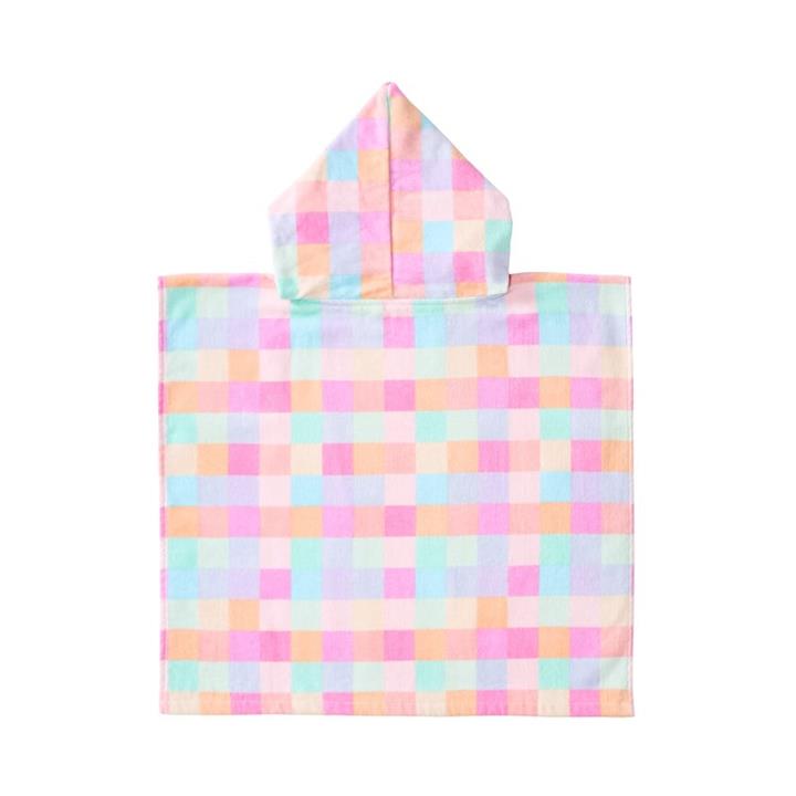 Adairs Kids Kids Hooded Towel S22 60x145cm Pink Multi Gingham by Adairs