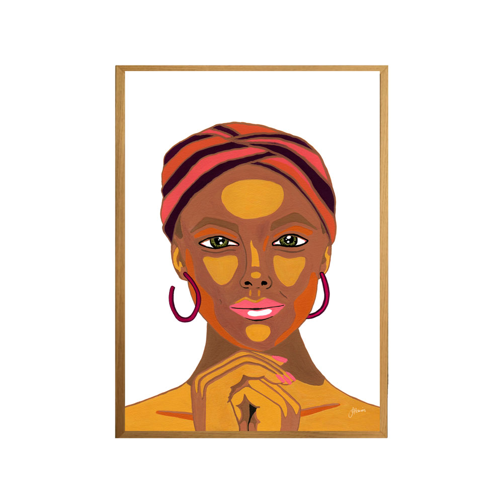 Lady Lila in White Fine Art Print FRAMED Tasmanian Oak Boxed Frame A3 (29.7cm x 42cm) With