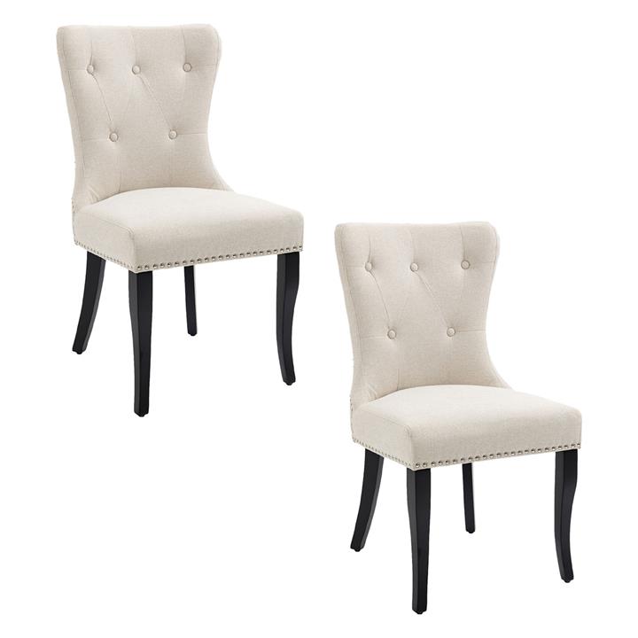 Lugano Set of 2 Upholstered Dining Chairs in OffWhite by CAFE Lighting