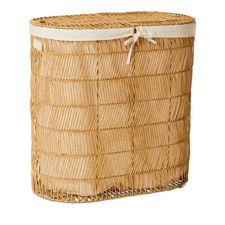 Adairs Barker Storage Range Natural Double Laundry Basket L60xW32xH60cm