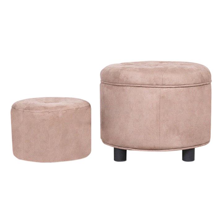 Octavien Suede Set of 2 Storage Ottomans in Light Brown by Beaumont