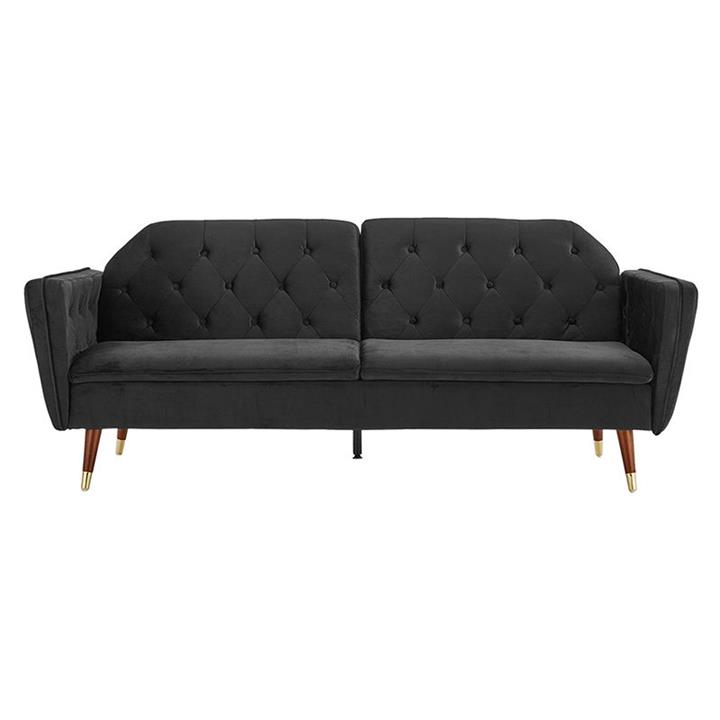 Vandolf Velvet 3 Seater Sofa Bed in Black by Sarantino by Sarantino