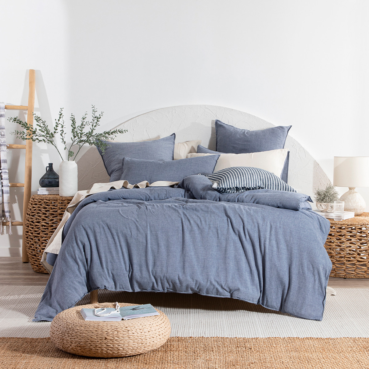 Habitat Java Light Blue Washed Cotton Quilt Cover Set Light Blue Single