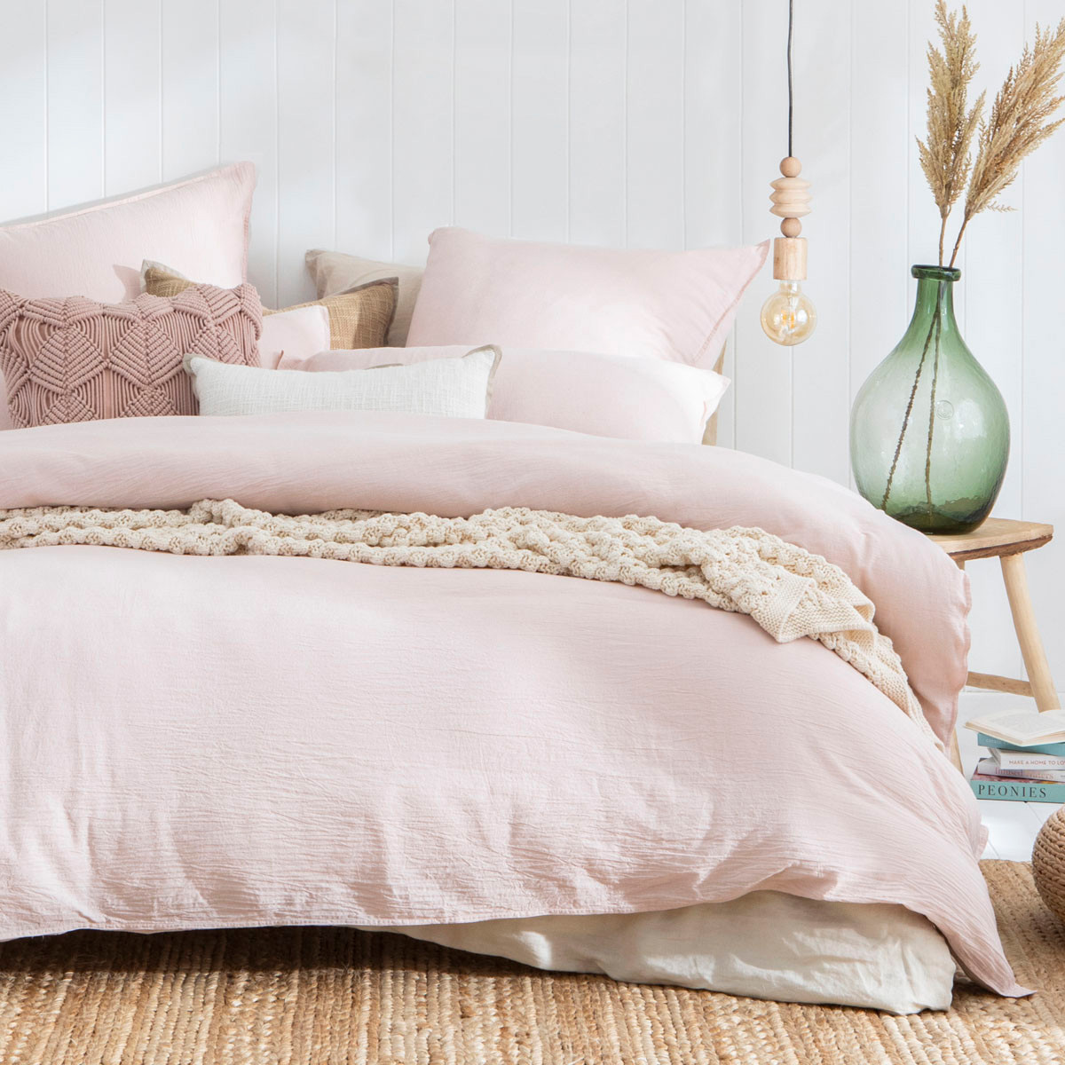 Habitat Java Blush Washed Cotton Quilt Cover Set Blush Queen Bed Quilt