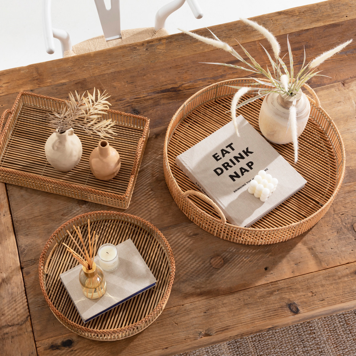 Muse Hester Bamboo Tray Natural Extra Large Decorative Bowl / Plate by