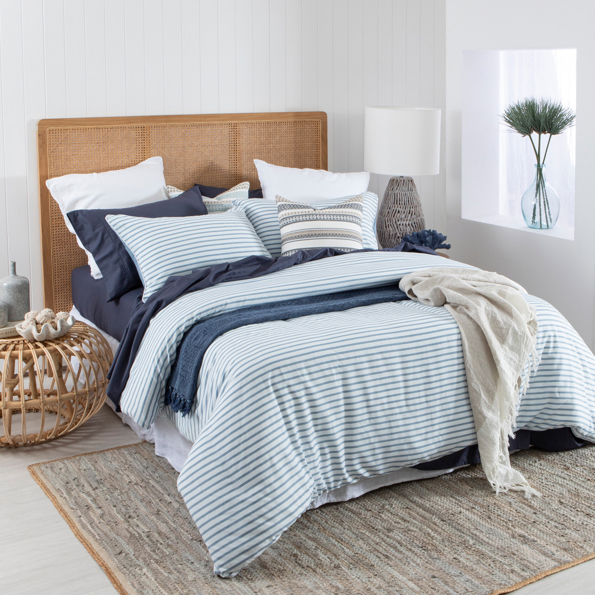 Essentials Taylor Blue Quilt Cover Set Blue Double Bed Quilt Cover Set