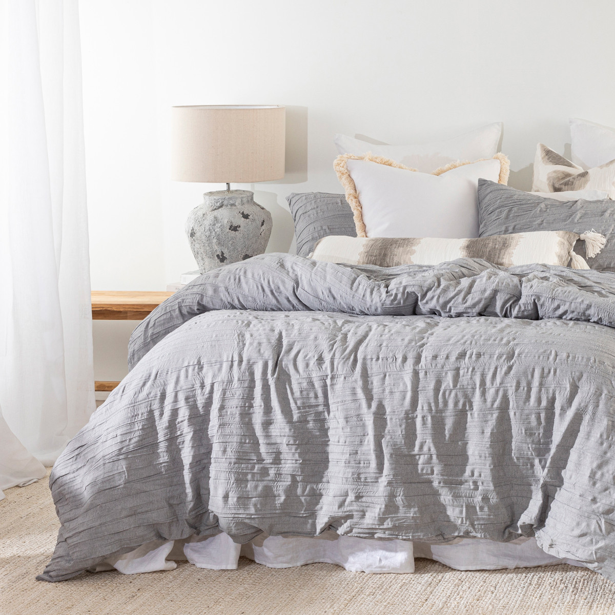 Essentials Reese Grey Quilt Cover Set Grey Queen Bed Quilt Cover Set by