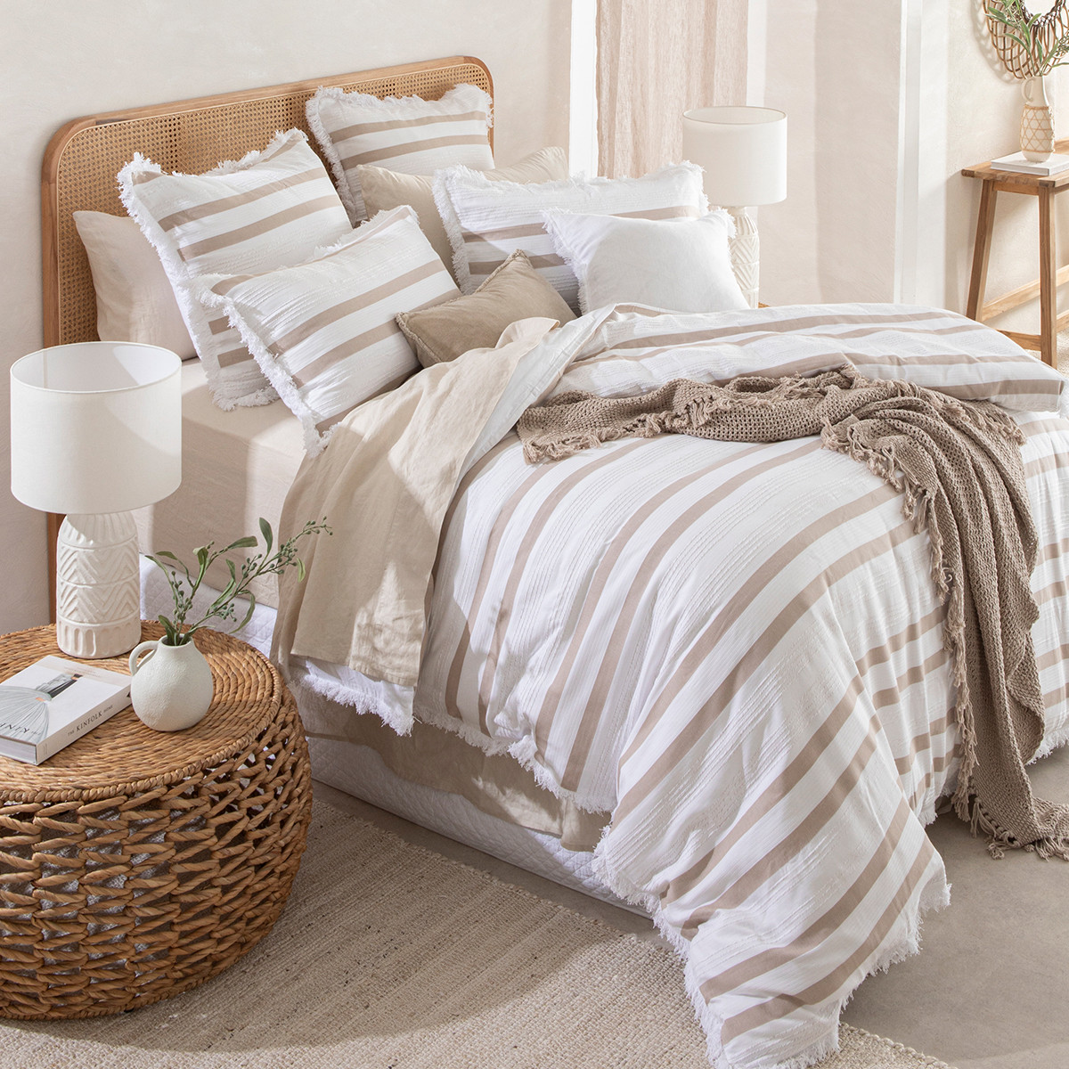 Habitat Amir Quilt Cover Set Natural Queen Bed Quilt Cover Set by