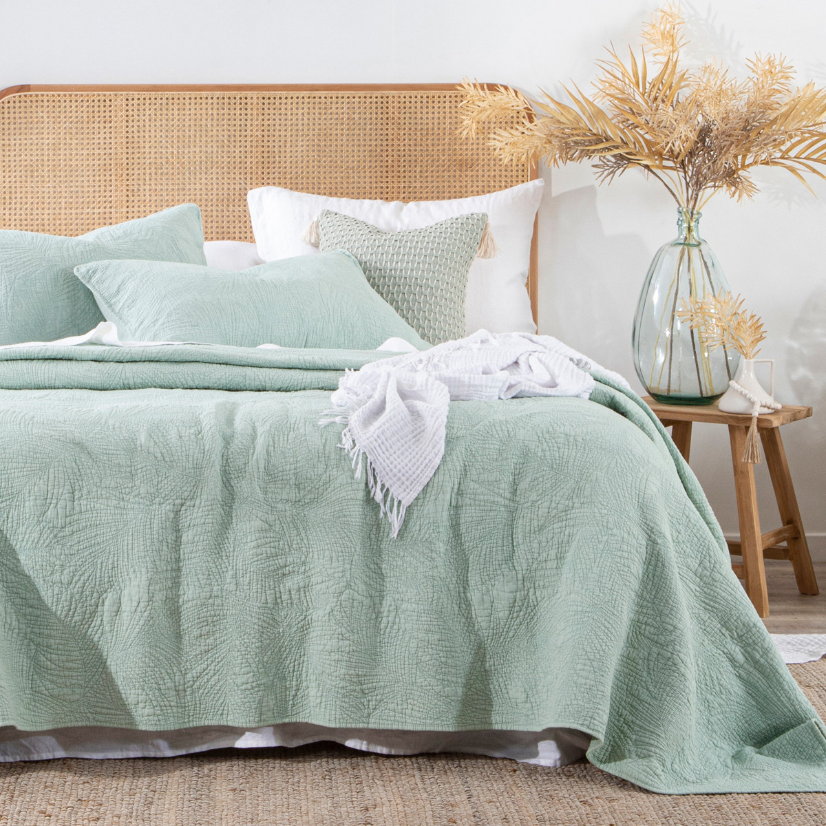 Habitat Callie Palm Coverlet Set Sage Super King Bed Coverlet Set by