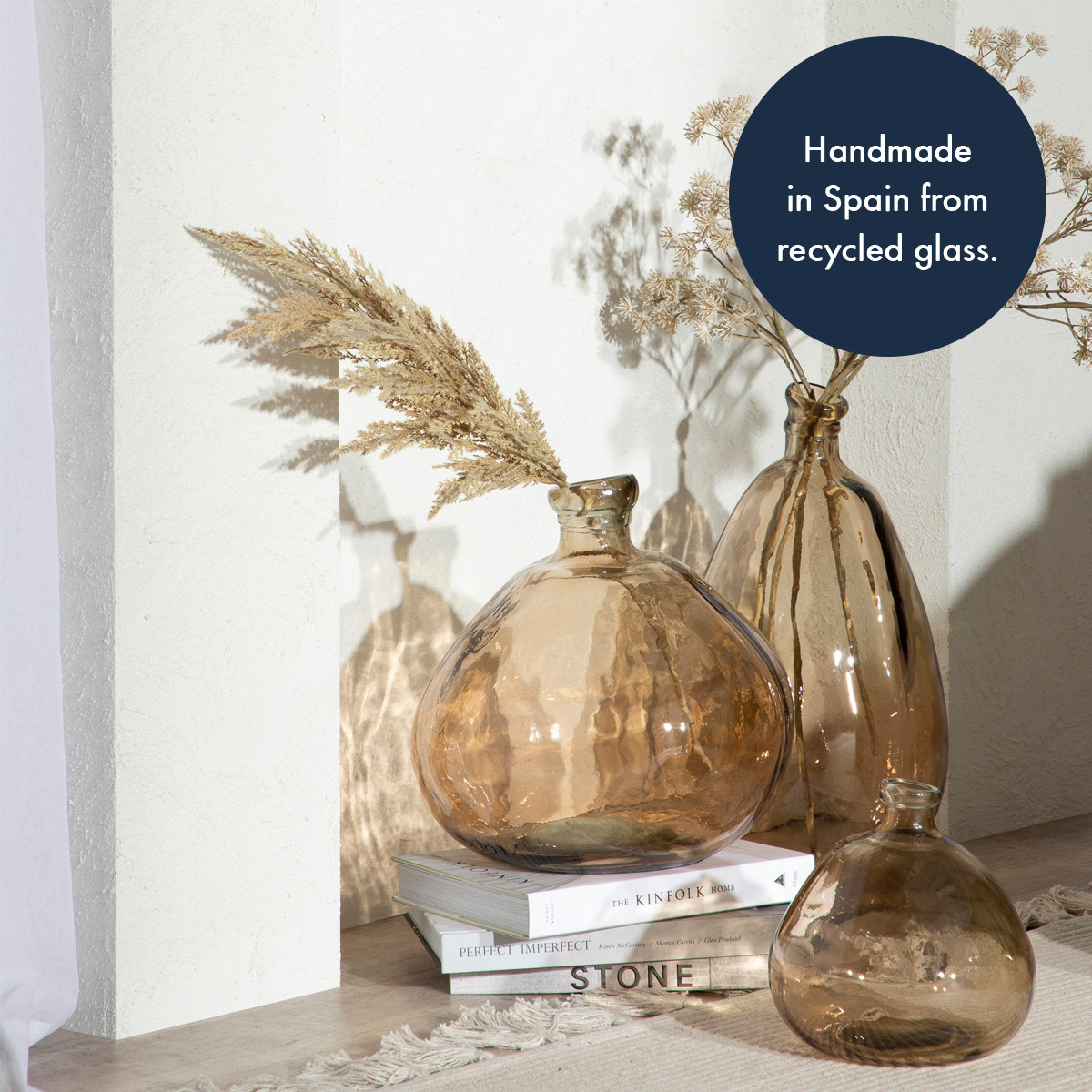 Muse Miguel Brown Recycled Glass Vase Brown Small by Muse Style