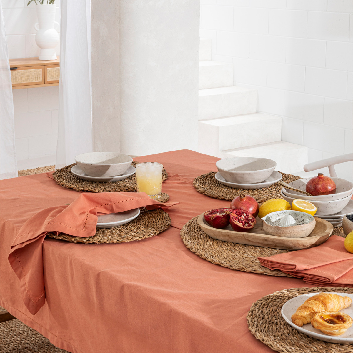 Habitat Pelham Clay Cotton Table Linen Range Clay Square 180X180Cm