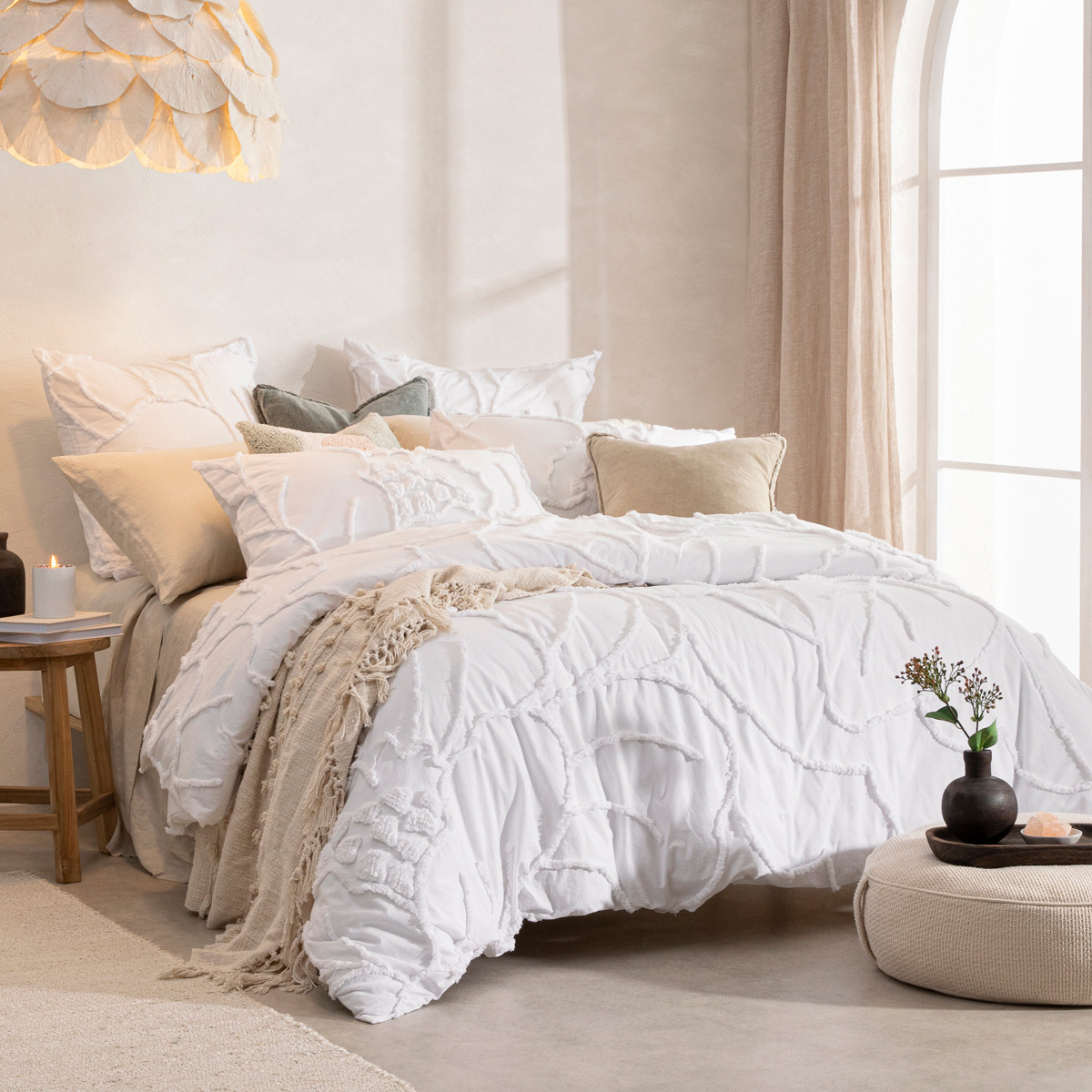 Habitat Elowen Quilt Cover Set White Queen Bed Quilt Cover Set by