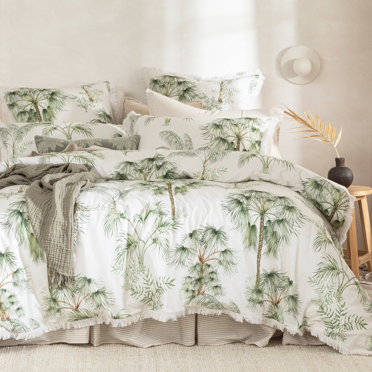 Muse Havana Natural Quilt Cover Set Natural Queen Bed Quilt Cover Set