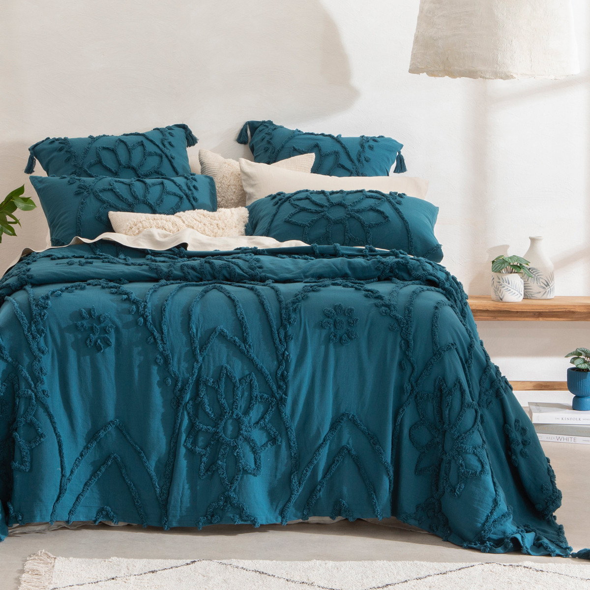 Muse Beaumont Teal Bed Cover Set Teal King/Super King Bed Bedspread by