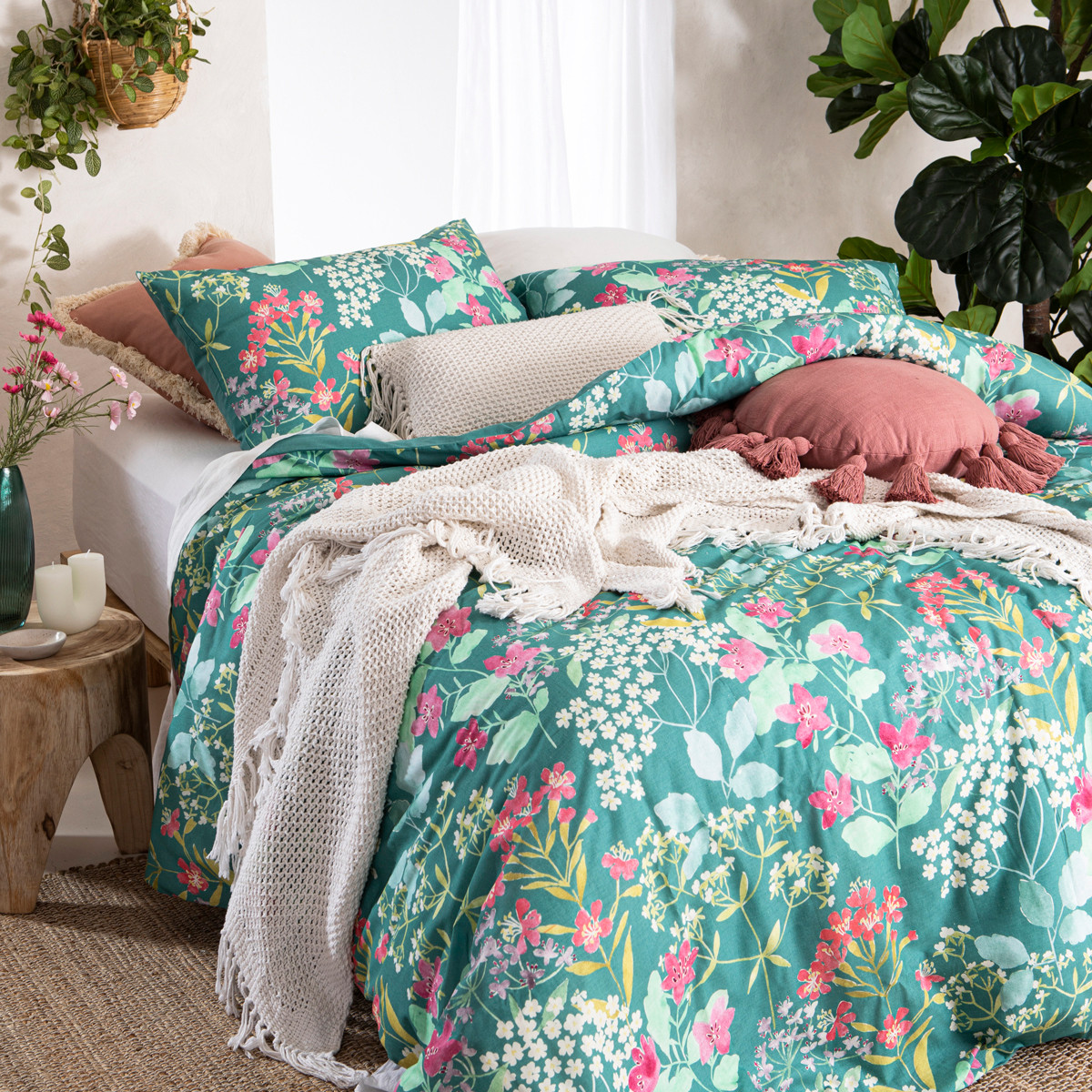 Habitat Jaslyn Teal Quilt Cover Set Teal Queen Bed Quilt Cover Set by